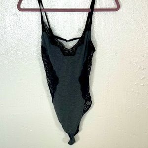 Gray and Black Adore Me Bodysuit